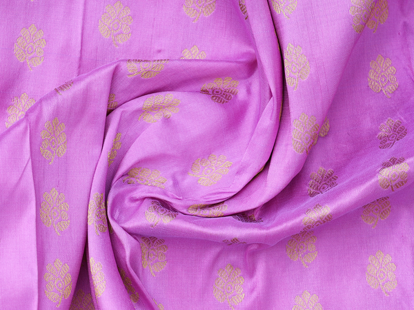 Floral Buttas Lavender Kanchipuram Silk Pavadai Sattai Material