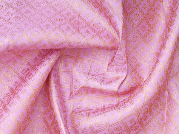 Diamond Design Pink Kanchipuram Silk Pavadai Sattai Material
