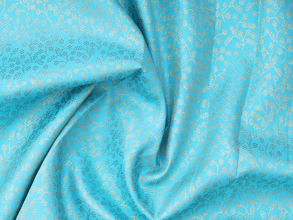 Floral Design Blue Kanchipuram Pavadai Sattai Material