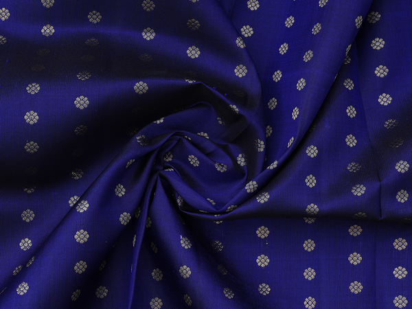 Floral Buttas Royal Blue Kanchipuram Pavadai Sattai Material