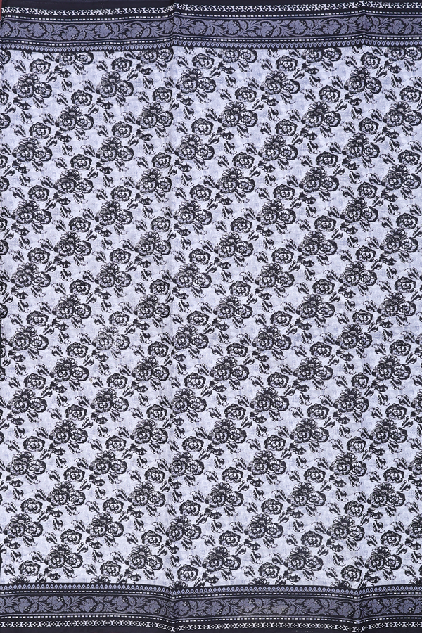 Ahmedabad Cotton Saree In White With Floral Design