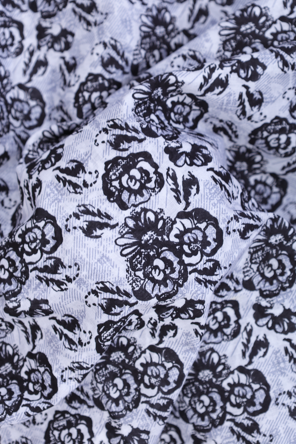 Ahmedabad Cotton Saree In White With Floral Design