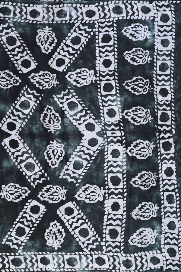 Ahmedabad Cotton Saree In Dark Green With Printed Buttas