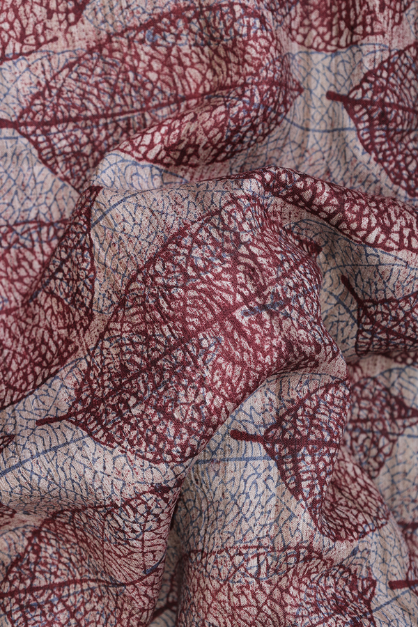 Tussar Silk Saree In Beige With Leaf Design