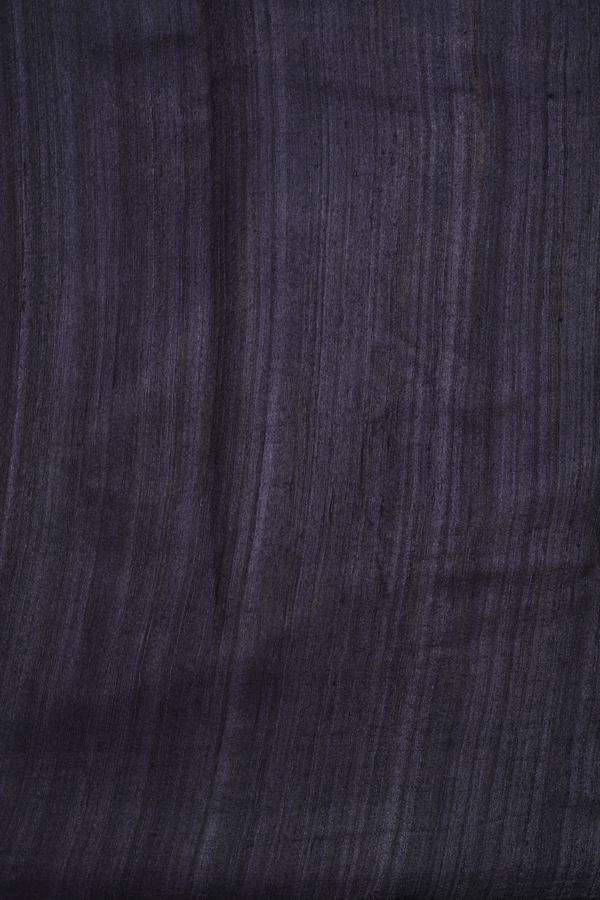 Tussar Silk Saree In Charcoal Grey With Printed Design