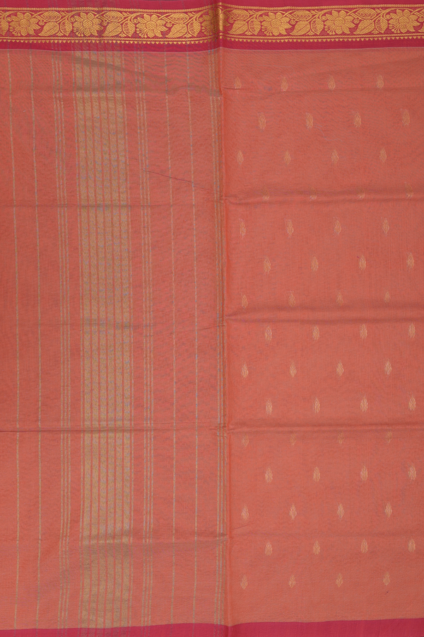 Venkatagiri Cotton Saree In Brown With Zari Buttas