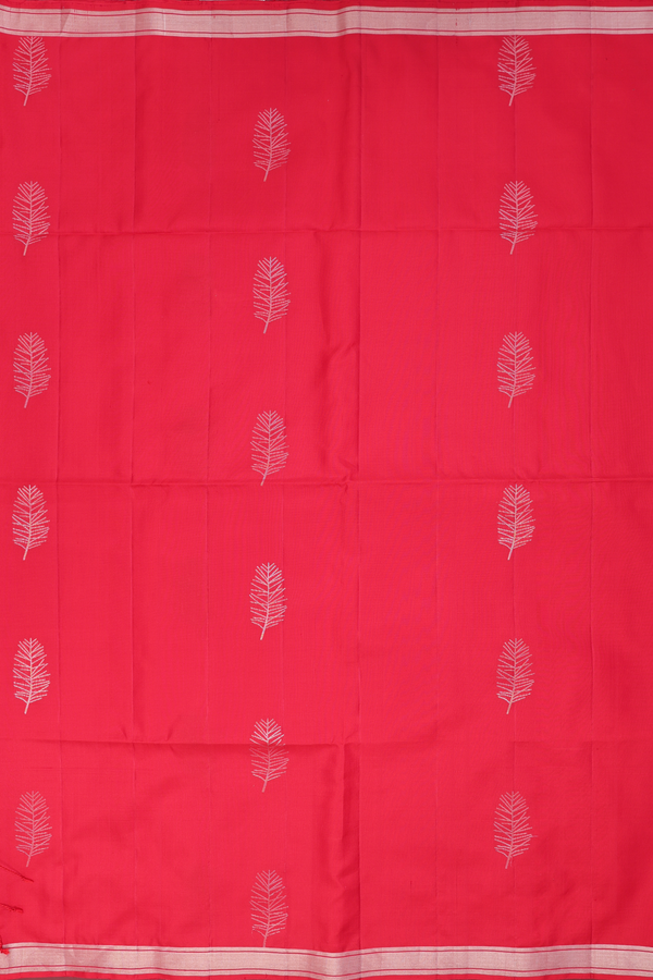 Soft Silk Saree In Scarlet Red With Zari Motifs