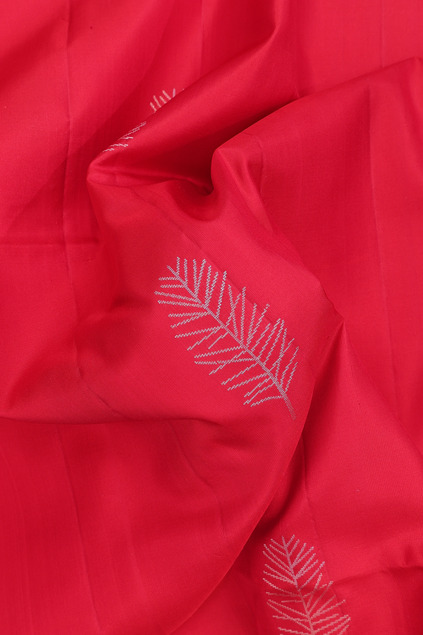 Soft Silk Saree In Scarlet Red With Zari Motifs