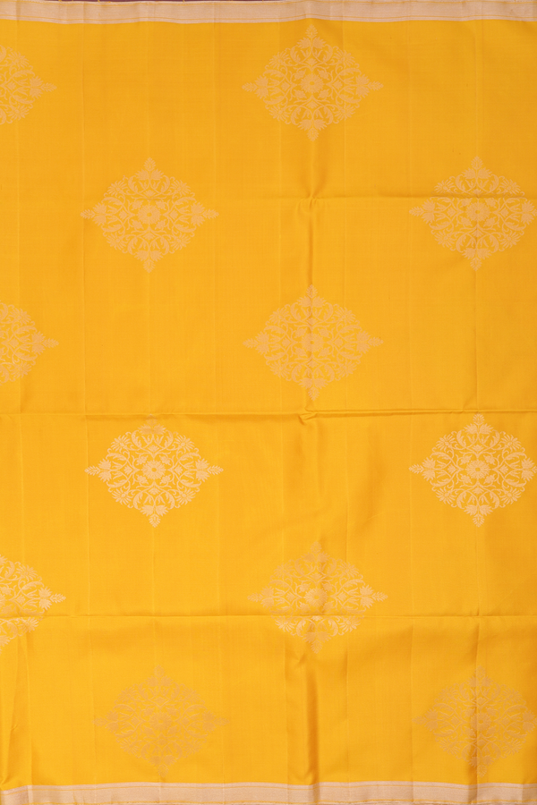 Soft Silk Saree In Golden Yellow With Zari Design