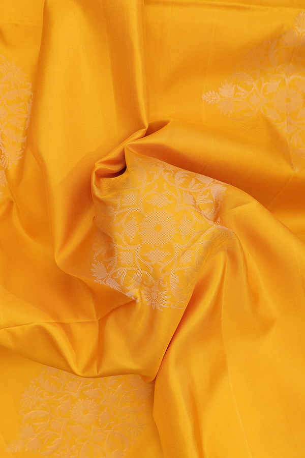 Soft Silk Saree In Golden Yellow With Zari Design