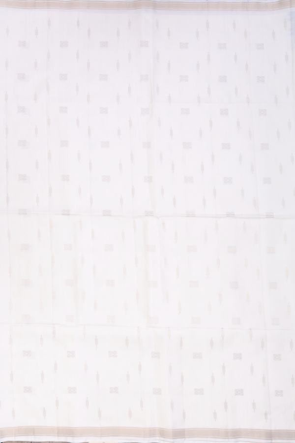 Soft Silk Saree In White With Zari Buttas