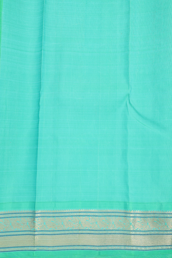 Kanchipuram Silk Saree In Navy Blue With Zari Buttas
