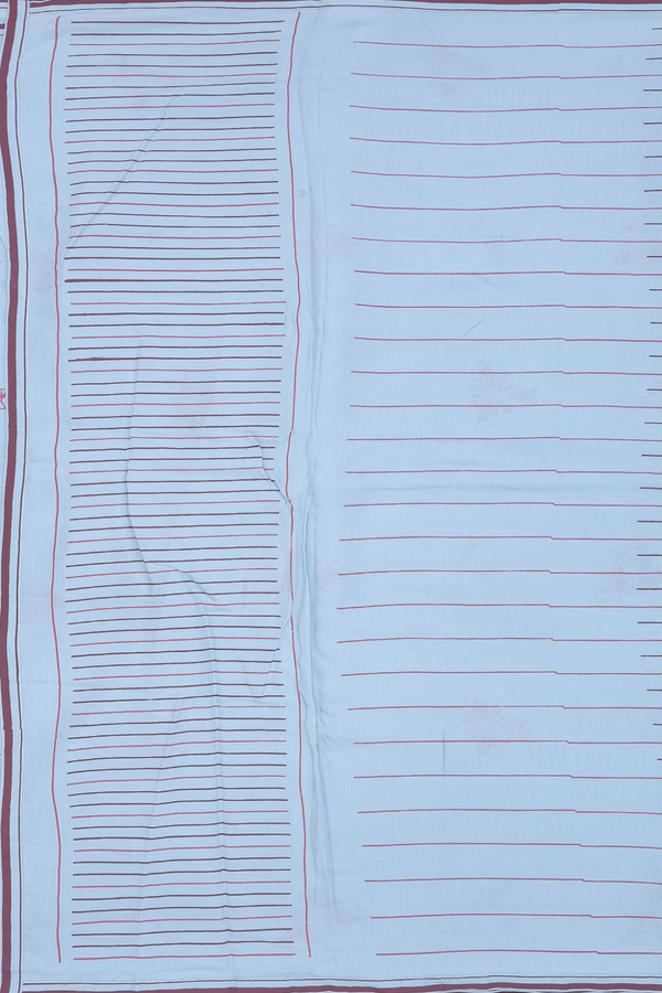 Soft Silk Saree In Blue With Printed Design