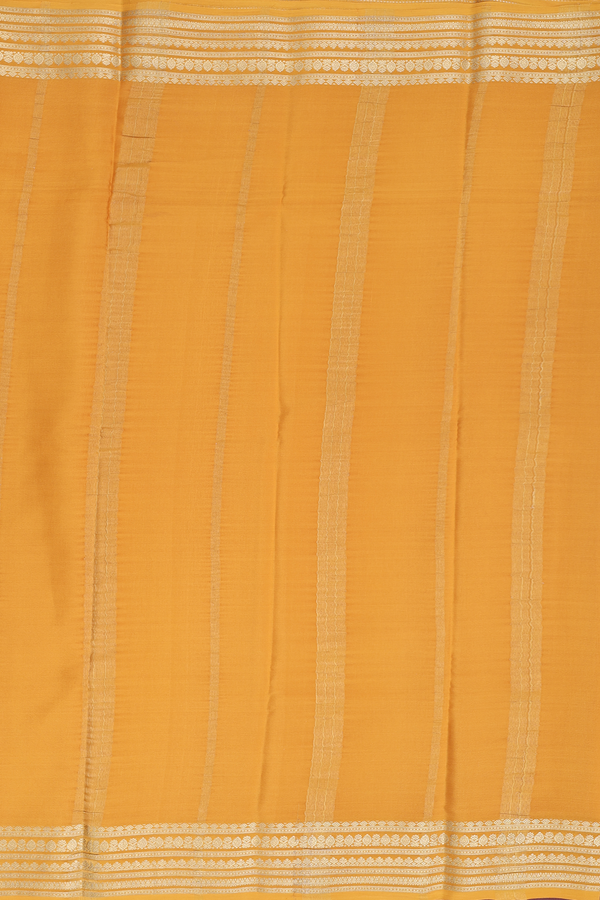 Mysore Silk Saree In Mustard Yellow With Zari Border