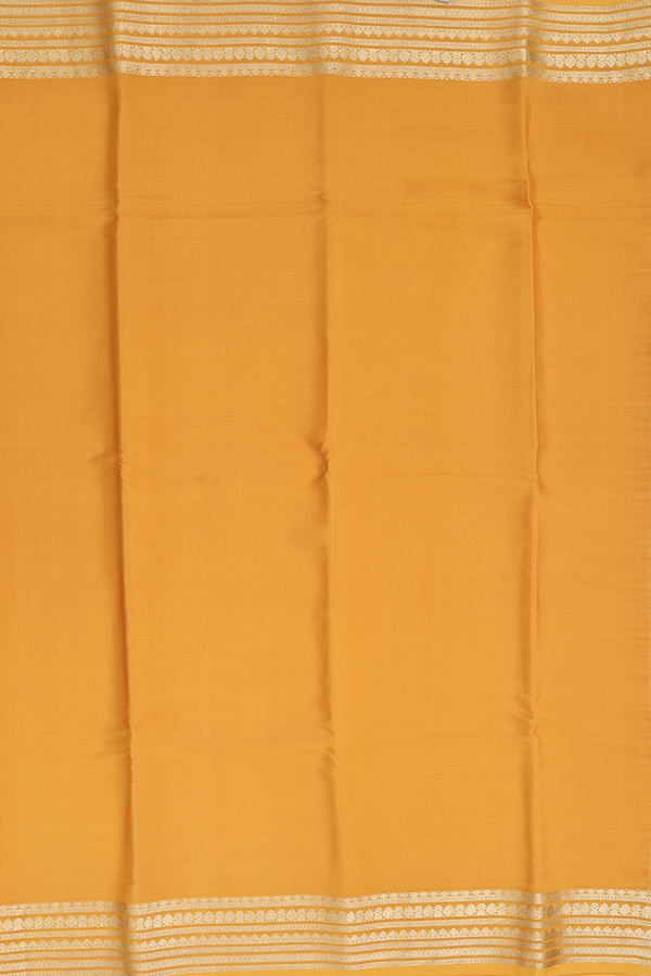 Mysore Silk Saree In Mustard Yellow With Zari Border