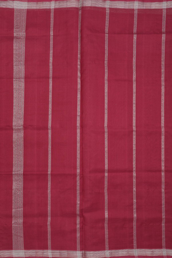 Traditional Silk Cotton Saree In Ruby Red With Zari Border