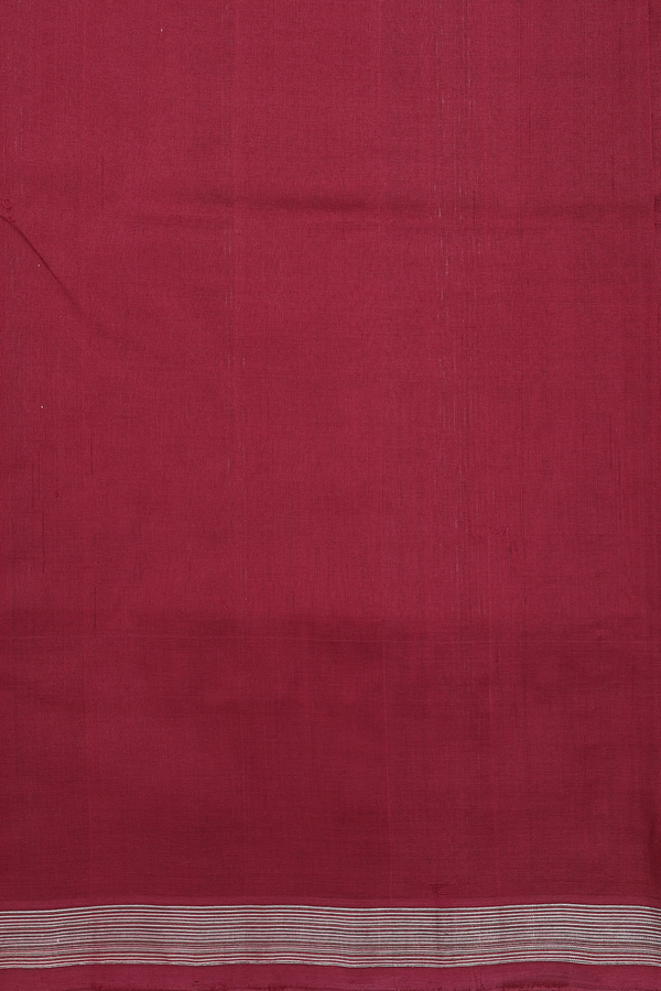 Traditional Silk Cotton Saree In Ruby Red With Zari Border