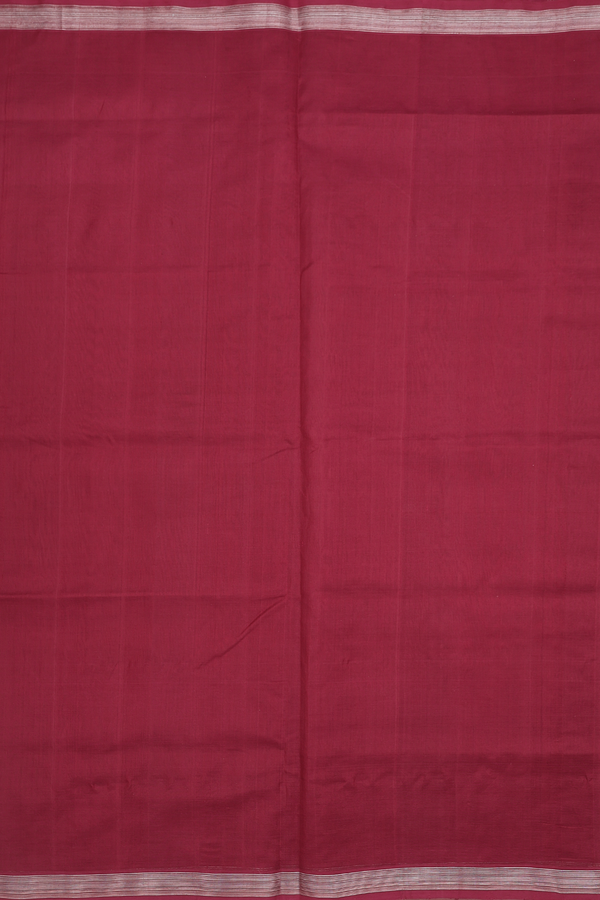 Traditional Silk Cotton Saree In Ruby Red With Zari Border