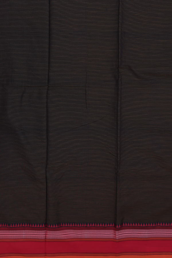 Dharwad Cotton Saree In Black With Stripes Design