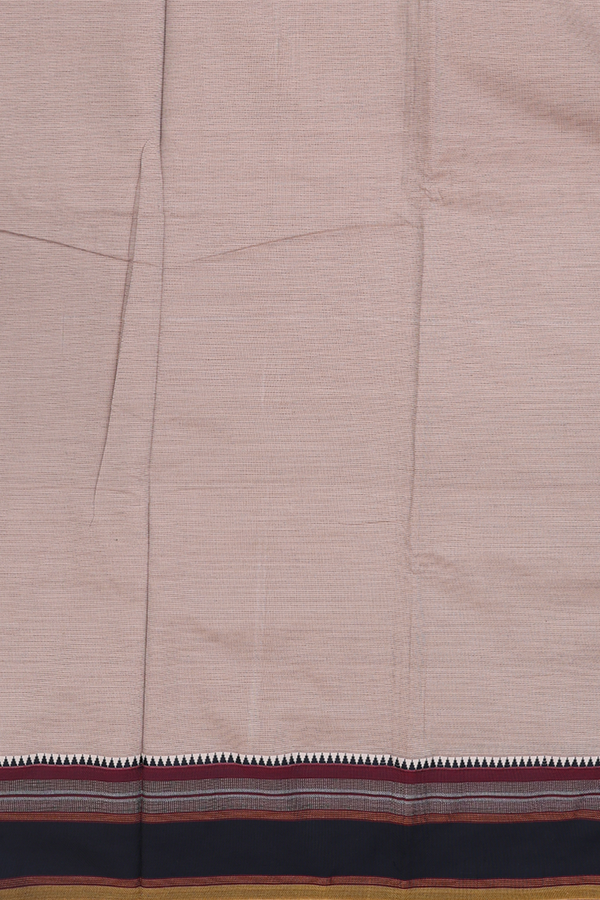 Dharwad Cotton Saree In Cream Color With Stripes Design