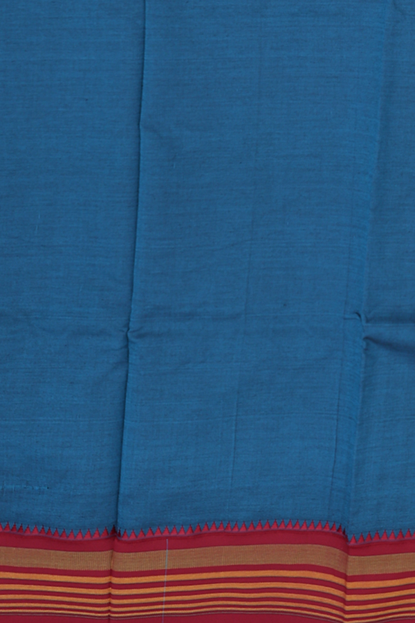 Dharwad Cotton Saree In Teal Blue With Contrast Border