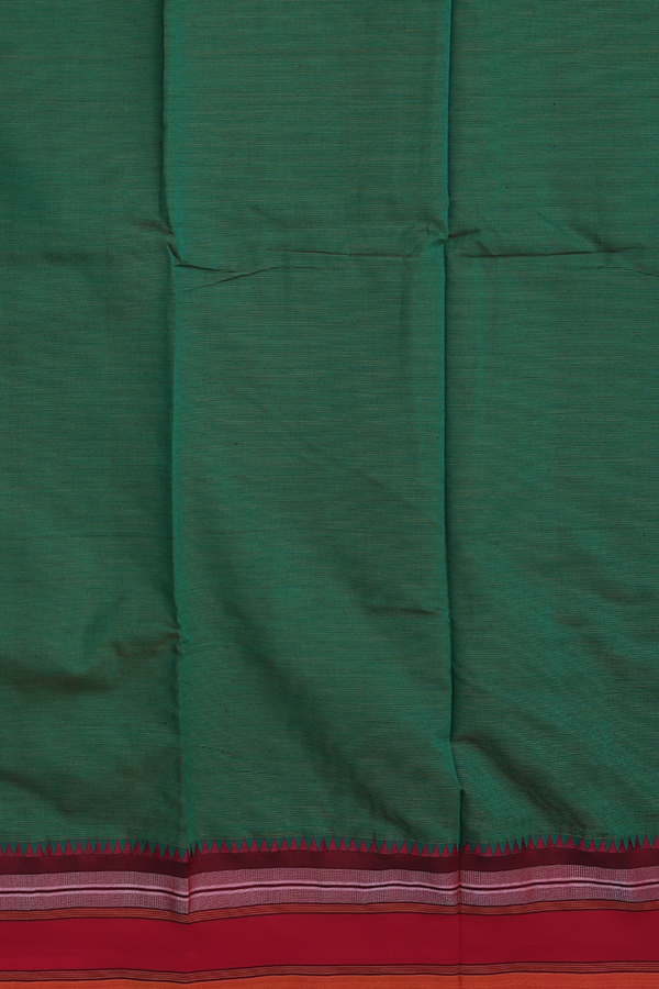 Dharwad Cotton Saree In Green With Stripes Design
