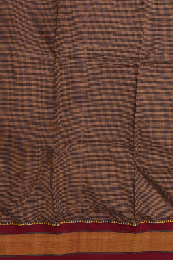 Dharwad Cotton Saree In Brown With Checks Design