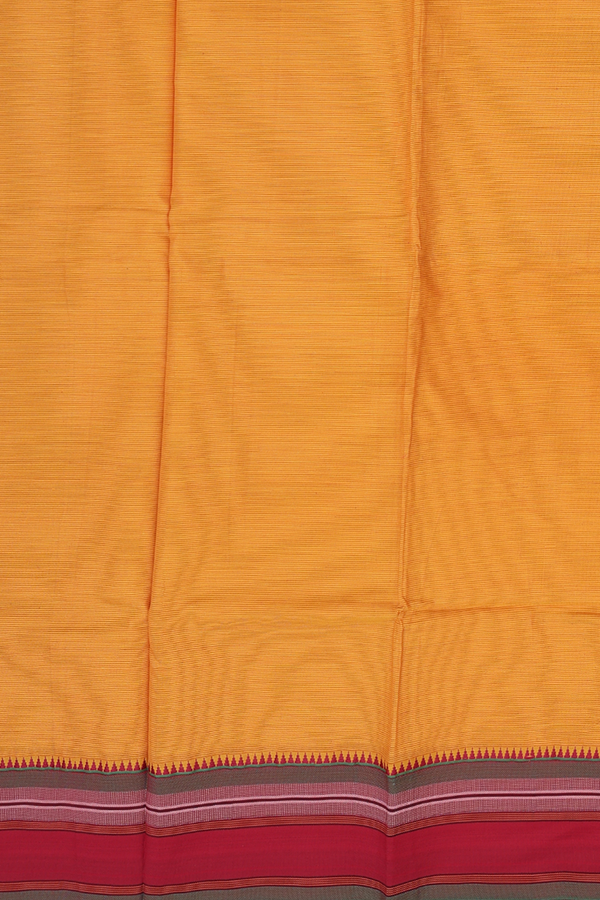 Dharwad Cotton Saree In Yellow With Stripes Design