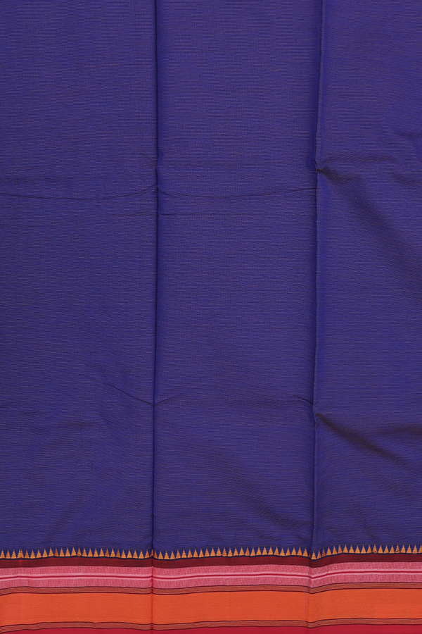 Dharwad Cotton Saree In Royal Blue With Stripes Design