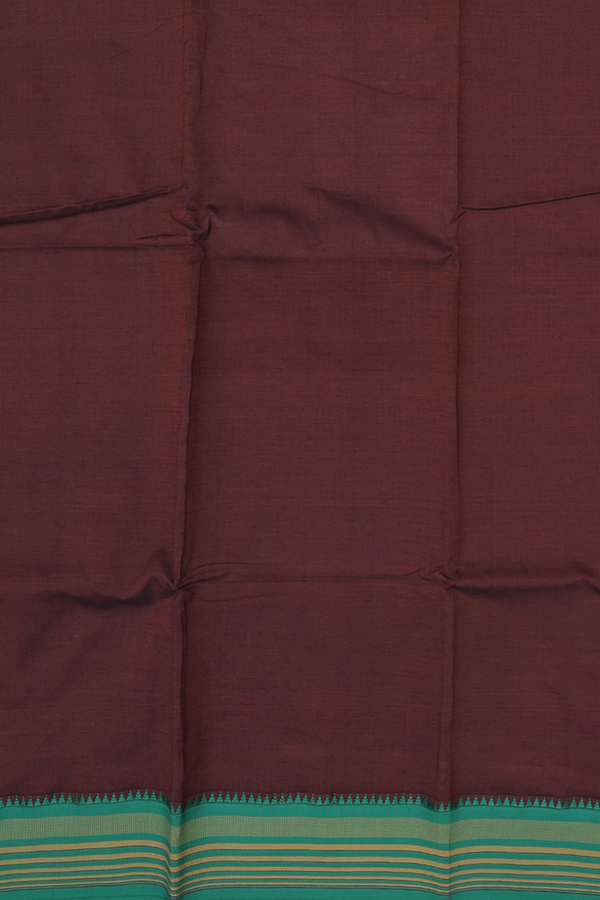 Dharwad Cotton Saree In Coffee Brown With Contrast Border