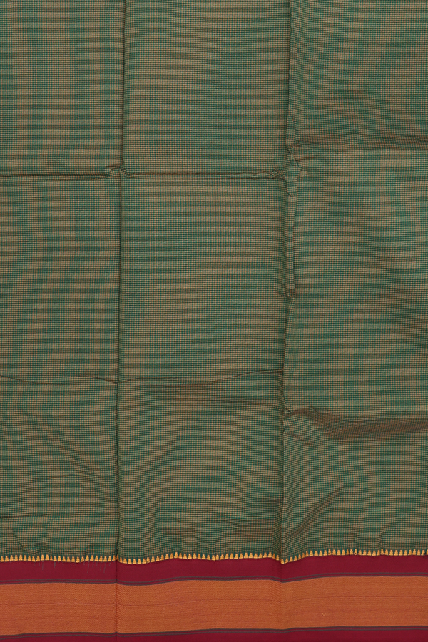 Dharwad Cotton Saree In Green With Checks Design