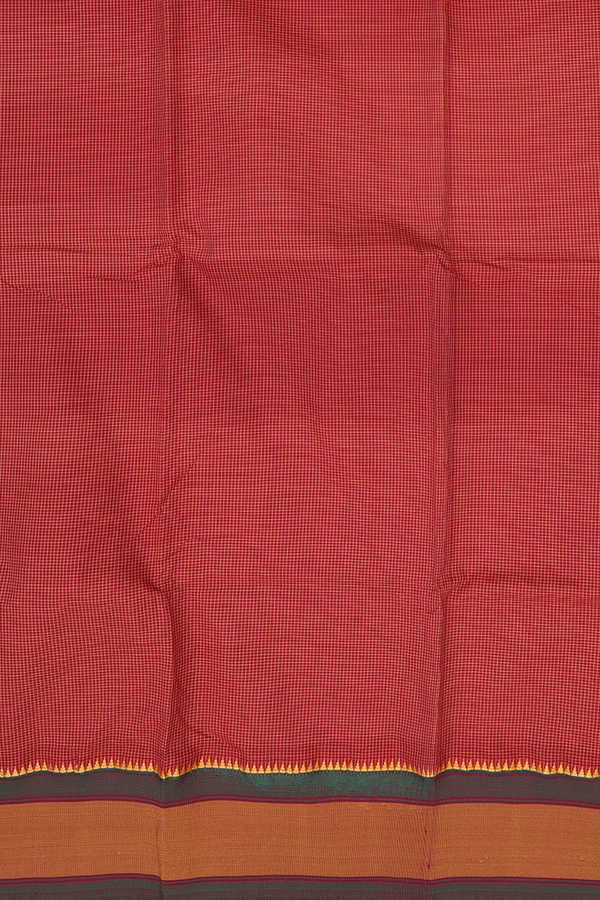 Dharwad Cotton Saree In Red With Checks Design