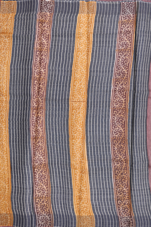 Tussar Silk Saree In Coffee Brown With Printed Design
