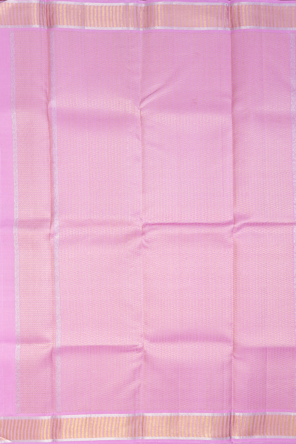 Kanchipuram Silk Saree In Lotus Pink With Zari Border