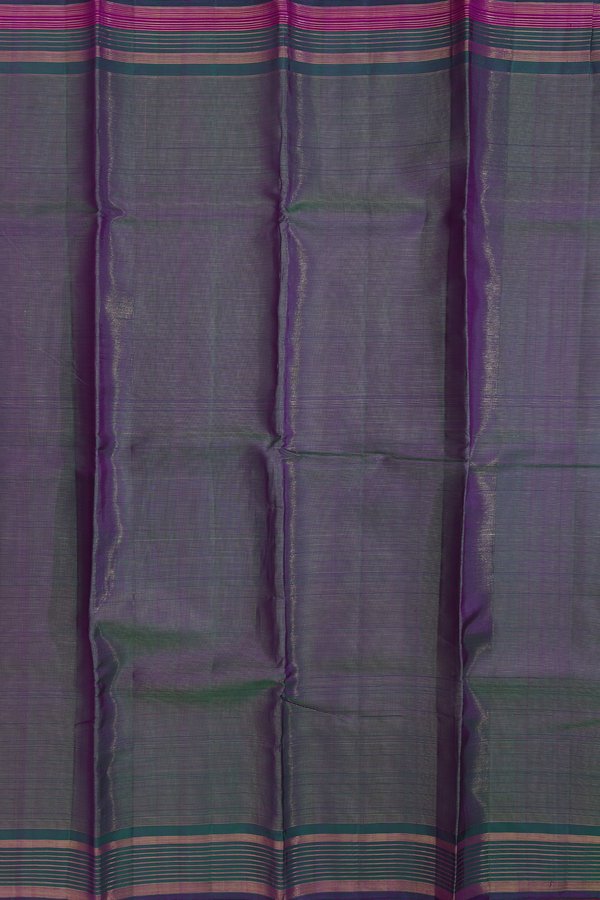 Kanchipuram Silk Saree In Dual Tone With Stripes Design