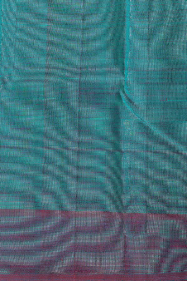 Kanchipuram Silk Saree In Peacock Green With Stripes Design