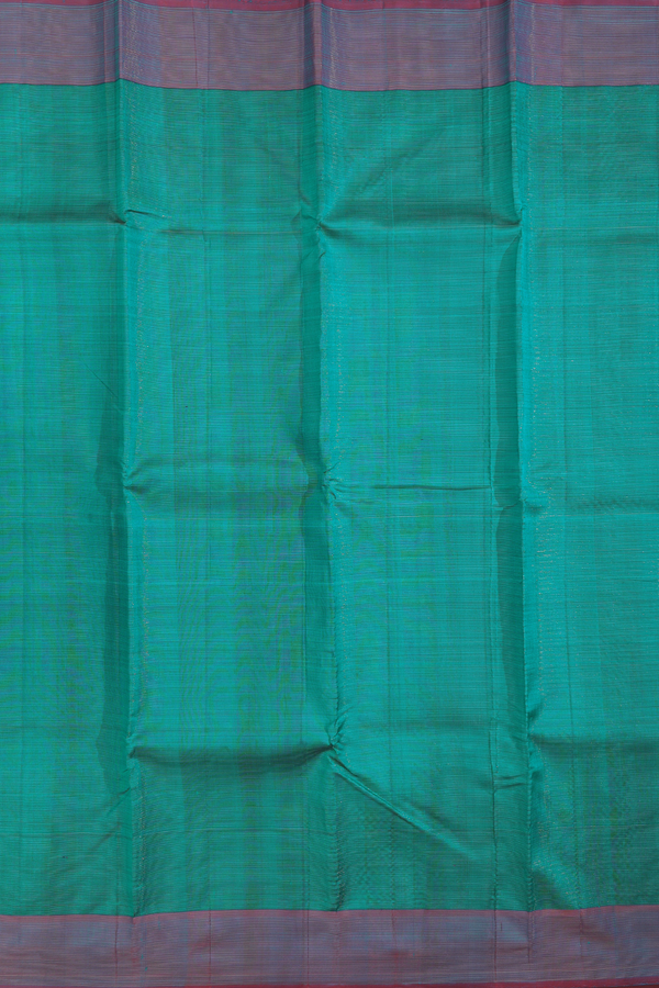 Kanchipuram Silk Saree In Peacock Green With Stripes Design