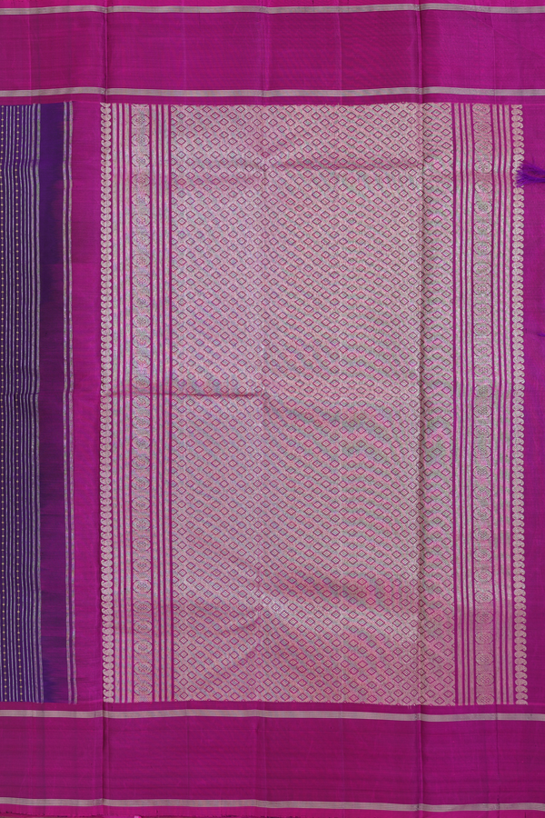 Kanchipuram Silk Saree In Regal Purple With Stripes Design