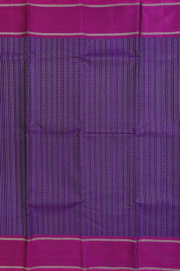 Kanchipuram Silk Saree In Regal Purple With Stripes Design