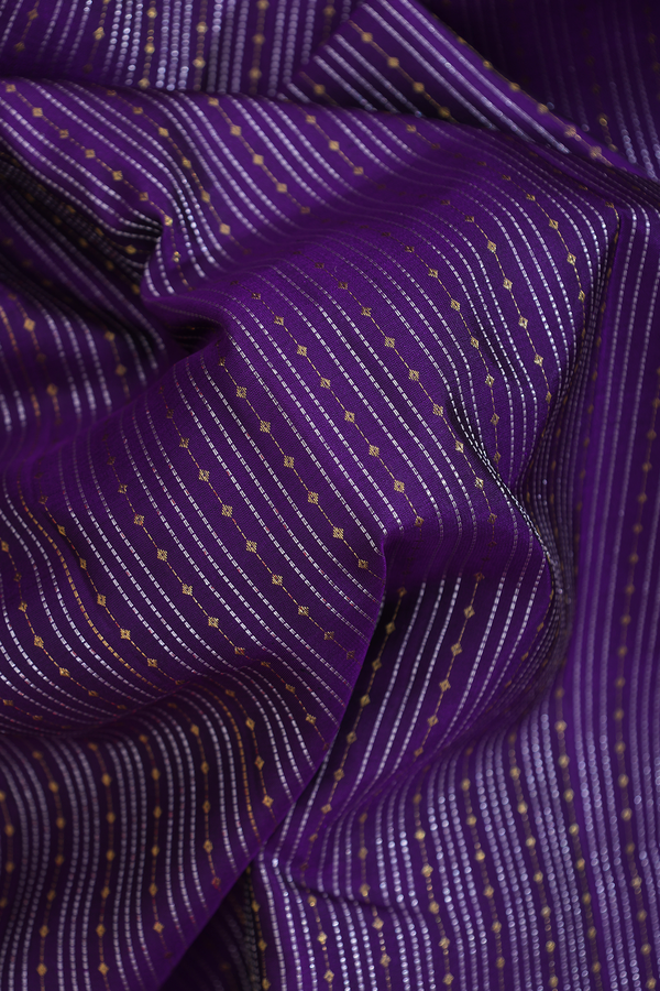 Kanchipuram Silk Saree In Regal Purple With Stripes Design