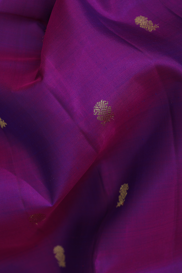 Kanchipuram Silk Saree In Purple With Iruthalai Pakshi Buttas