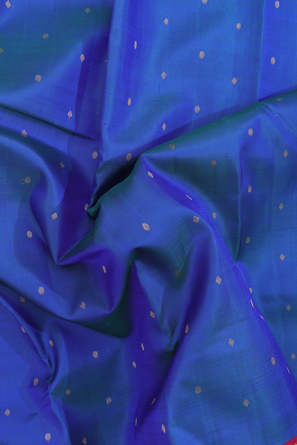 Kanchipuram Silk Saree In Royal Blue With Zari Buttis