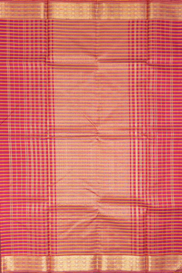 Kanchipuram Silk Saree Multicolor Along Stripes With Motifs