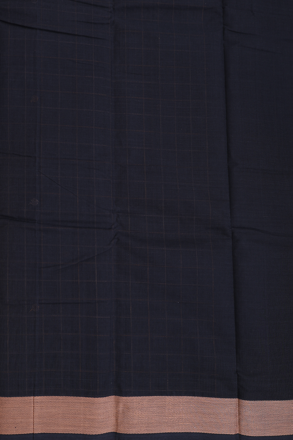 Kanchi Cotton Saree In Black With Checks Design