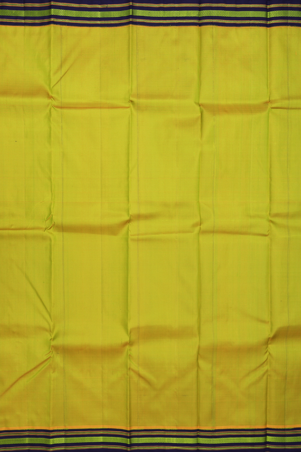 Kanchipuram Silk Saree In Pear Green With Contrast Border