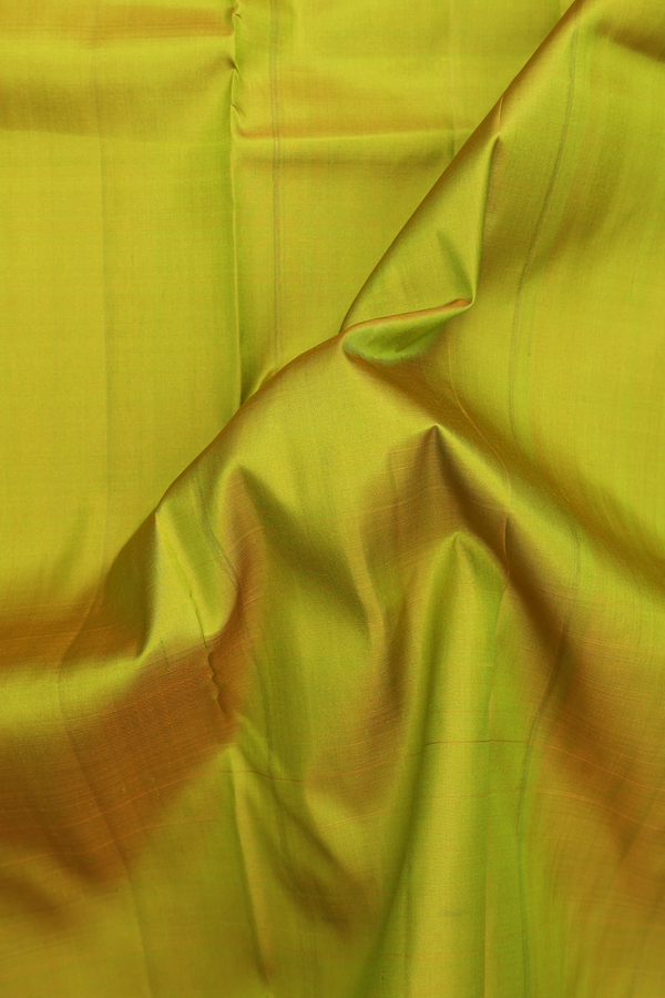 Kanchipuram Silk Saree In Pear Green With Contrast Border