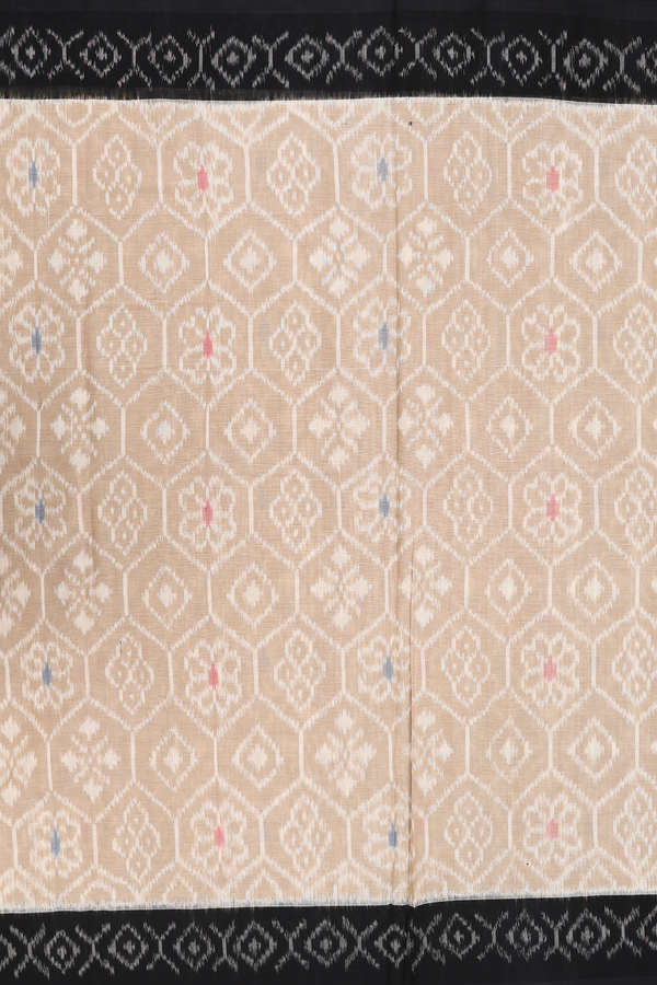 Pochampally Cotton Saree In Cream Color With Allover Design