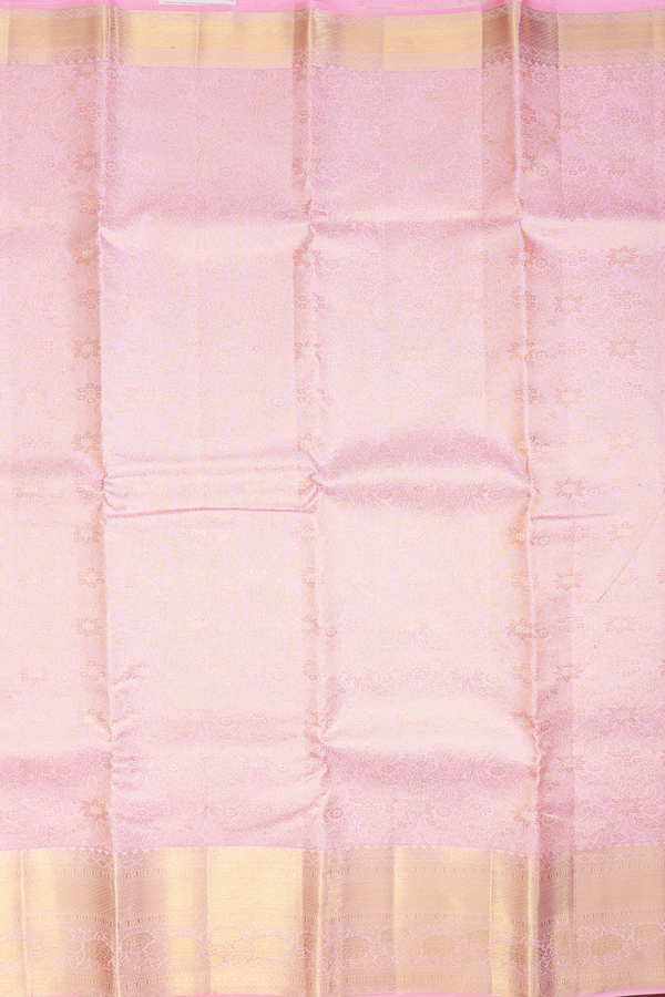 Kanchipuram Silk Saree In Peach With Floral Design