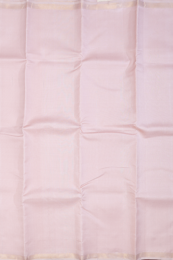 Kanchipuram Silk Saree In Pale Pink With Threadwork Stripes