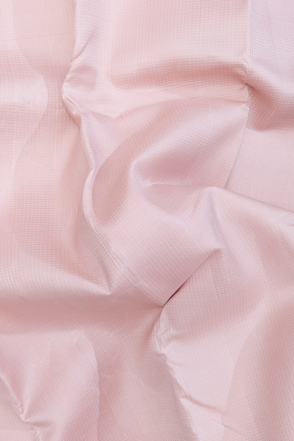 Kanchipuram Silk Saree In Pale Pink With Threadwork Stripes
